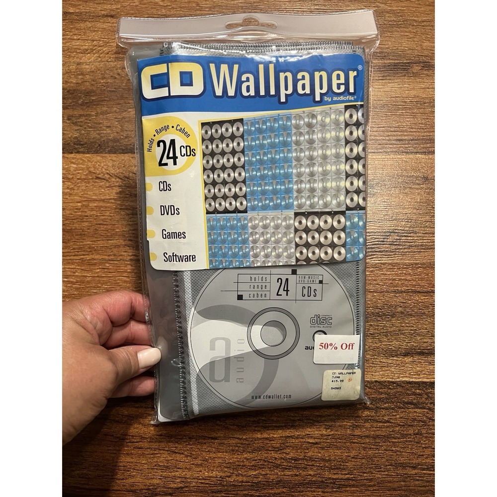2002 CD Wallpaper by Audiofile Holds 24 CDs DVDs Games New Sealed 20in X 31in